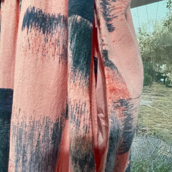 Universal Thread Small Navy Blue Pink Peach Dress Cotton Pockets Puff Sleeves - Picture 10 of 15